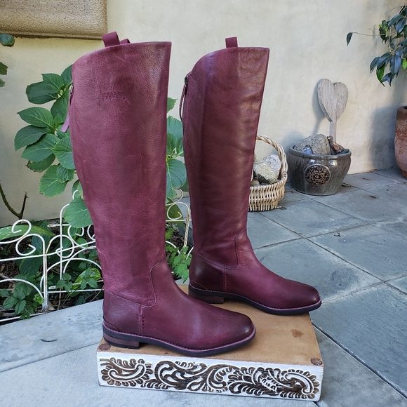 Chic Franco Sarto Bordeaux Leather Boots - Picture 10 of 11